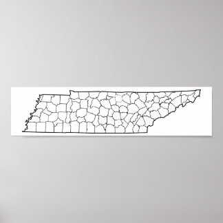 Affiche Tennessee Counties Blank Plan du plan