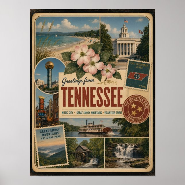 Affiche Tennessee Style Vintage Authentique (Devant)