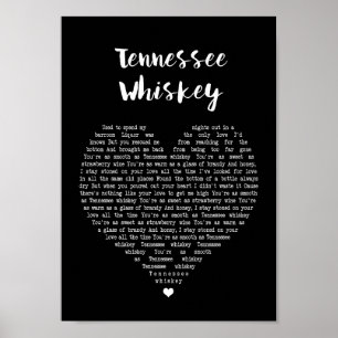 Affiche Tennessee Whiskey Black Heart Song Lyric Print