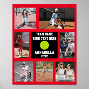 Affiche Tennis 7 Photo collage Nom de l'équipe rouge