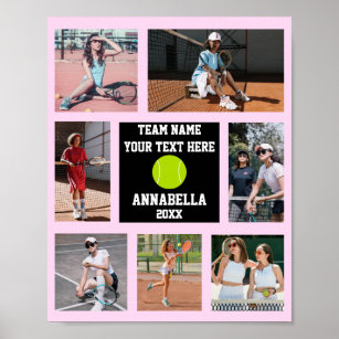 Affiche Tennis 7 Photo collage Pink nom de l'équipe