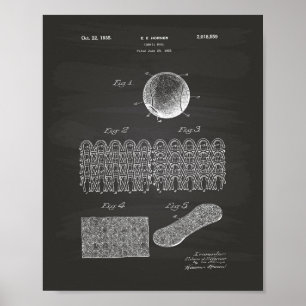 Affiche Tennis Ball 1935 Patent Art Chalkboard