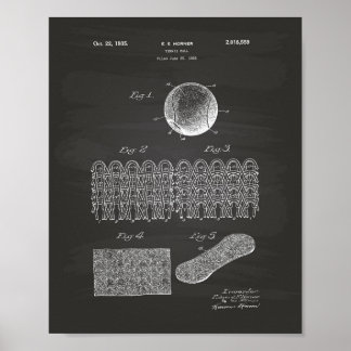 Affiche Tennis Ball 1935 Patent Art Chalkboard