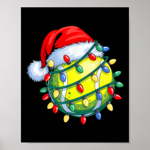 Affiche Tennis Ball Santa Hat Hommes Christmas Tennis X