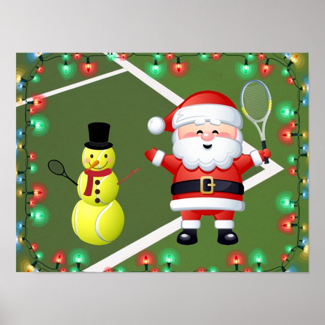 Affiche Tennis Ball Snowman et Noël du Père Noël (Devant)