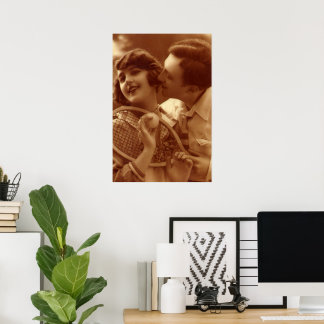 Affiche Tennis de sport vintage, Amour et Romance