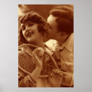 Affiche Tennis de sport vintage, Amour et Romance