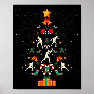 Affiche Tennis de table Ng Ng Joueur Sapin de Noël Xmas Ma