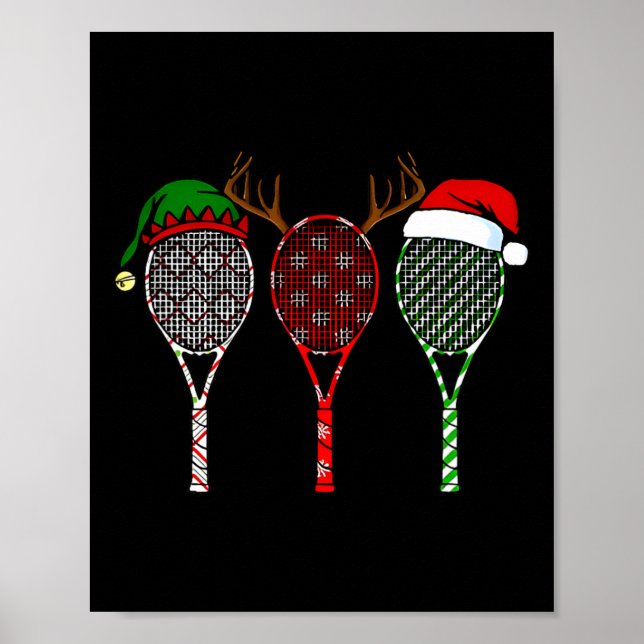 Affiche Tennis Joyeux Noël 3 Tennis Racket Noël (Devant)