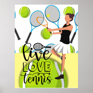 Affiche Tennis Live Love Tennis avec une joueuse