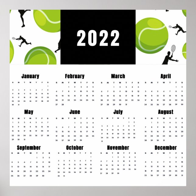 Affiche Tennis Player Coach Calendar 2022 Ball Pattern (Devant)