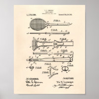 Tennis Racket 1916 Art Brevet - Vieux Poivre
