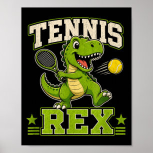 Affiche Tennis Rex Dino Rugissant Court de Tennis Enfants