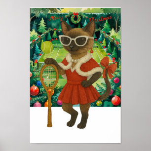 Affiche Tennis robe à thème Noël pour les amateurs de chat