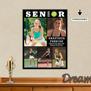 Affiche Tennis Senior Graduation 5 Photo Collage
