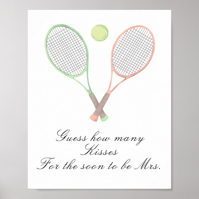 Affiche Tennis shower de mariage - Combien de baisers jeu (Devant)