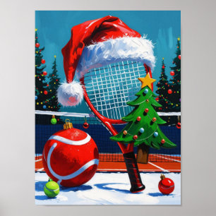 Affiche Tennis sur le thème de Noël pour joueur 