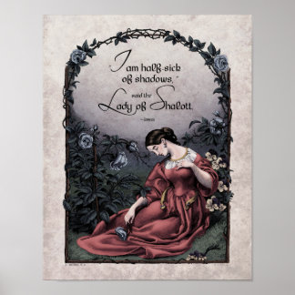 Affiche Tennyson "Lady of Shalott" Art victorien 11x14