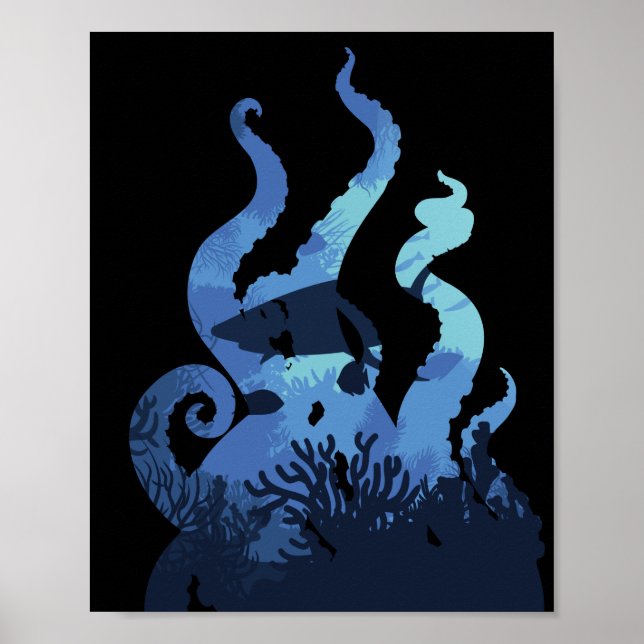 Affiche Tentacles sous-marins Paysage marin Vie marine (Devant)