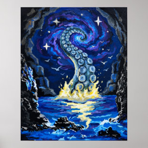 Affiche Tentacule de Kraken Cosmique, Art Océanique