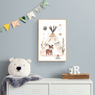 Affiche Tente bohémienne mignonne et paysage de la nature