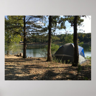 Affiche Tente Camping au bord du lac