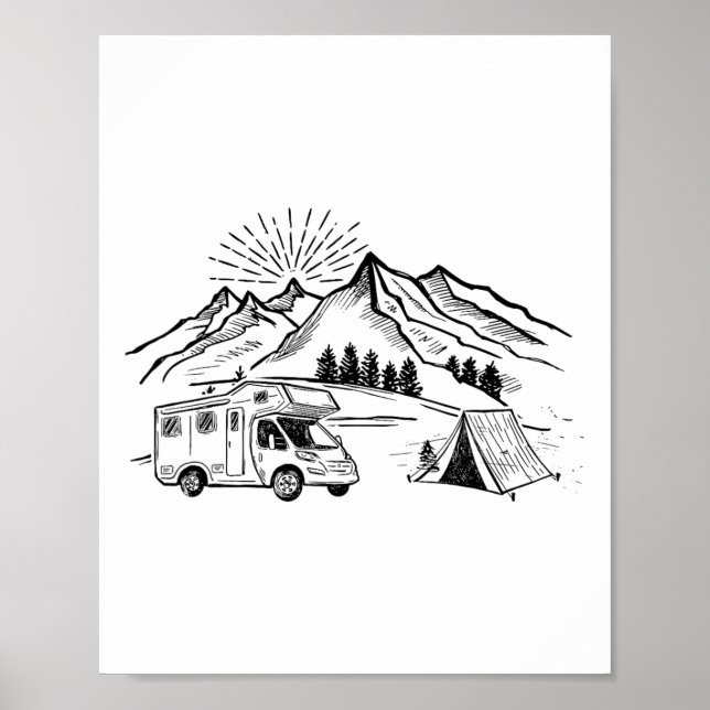 Affiche Tente de Camping Tee Aventure et Feu de Camp Monta (Devant)