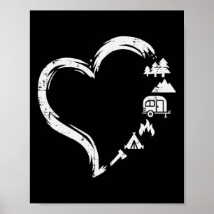Affiche Tentes de camping cœur mignon amour camping Trees