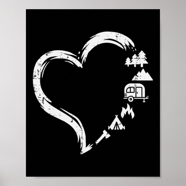 Affiche Tentes de camping cœur mignon amour camping Trees  (Devant)