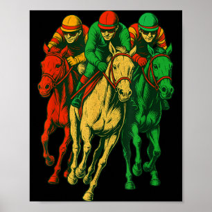 Affiche Tenue de course de chevaux rétro scène de course d