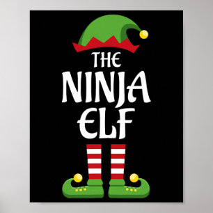 Affiche Tenue de Noël assortie pour famille d'elfe ninja