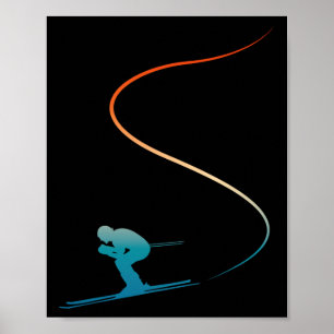 Affiche Tenue de ski rétro vintage skieur nordique