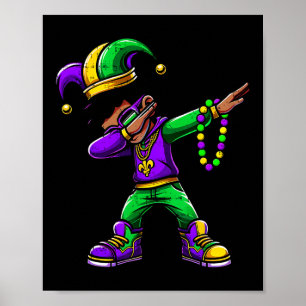 Affiche Tenue drôle de Dabbing Mardi Gras pour garçon noir
