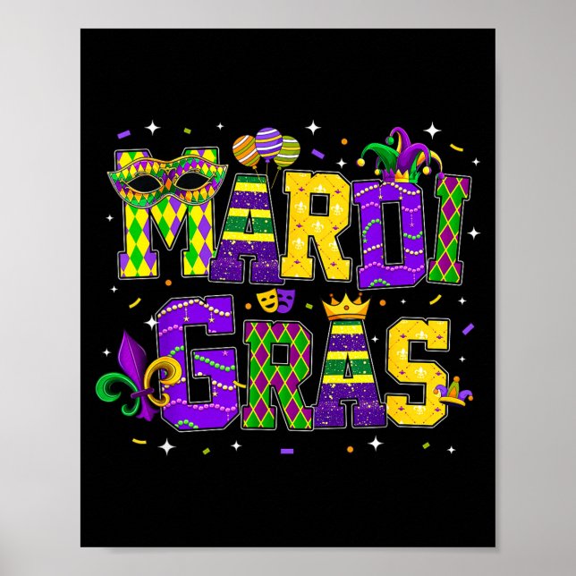 Affiche Tenue drôle de défilé de Mardi Gras Chapeau de bou (Devant)