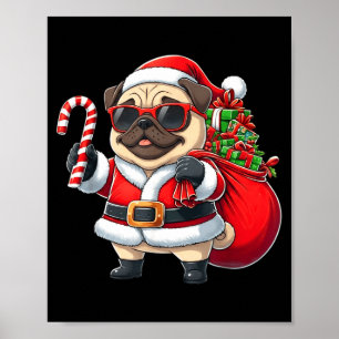 Affiche Tenue drôle de Pug pour Noël Santa Xmas Maman Papa