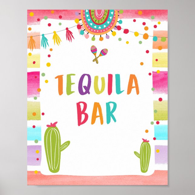 Affiche Tequila Bar Fiesta Boissons Cactus Panneau de tabl (Devant)