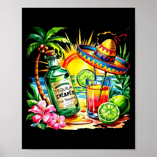Affiche Tequila drôle de boisson Cinco De Mayo Fête mexica (Devant)