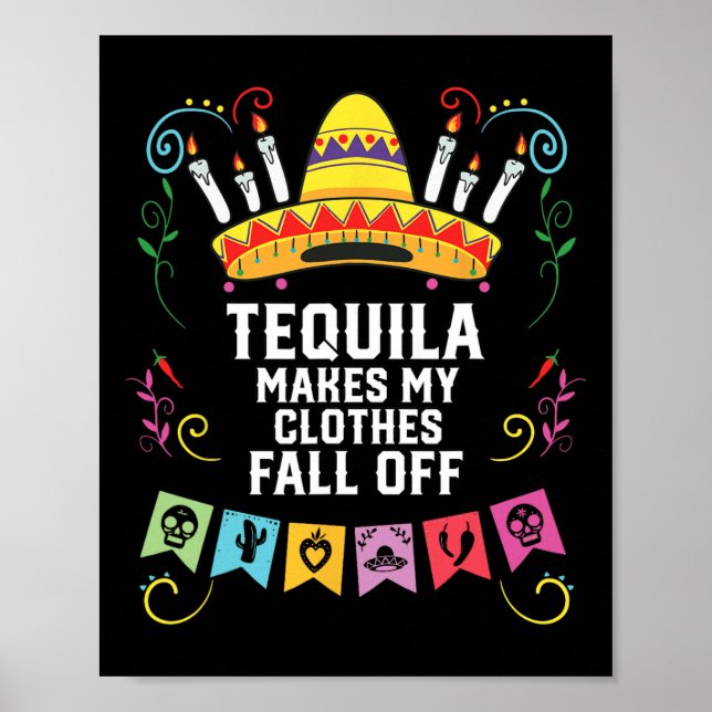 Affiche Tequila Met Mes Vêtements Tomber Du Tequil Alcooli (Devant)