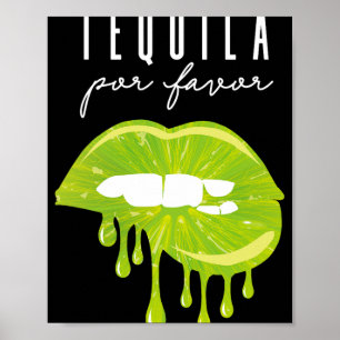 Affiche Téquila Por Favor Lèvres Lime Boisson Adulte Cinco