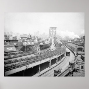 Affiche Terminal du pont de Brooklyn, 1903. Photo vintage