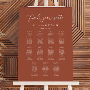 Affiche Terracotta Boho Élégant 11 table Seating Chart