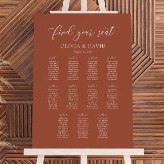Affiche Terracotta Boho Élégant 11 table Seating Chart