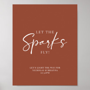 Affiche Terracotta Brûlé Orange Mariage Sparkler Envoyer