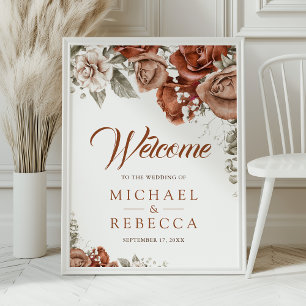 Affiche Terracotta Brûlée Terre Cuite Fleurie Bienvenue de