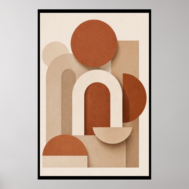 Affiche Terracotta Géométrique Minimaliste (Devant)
