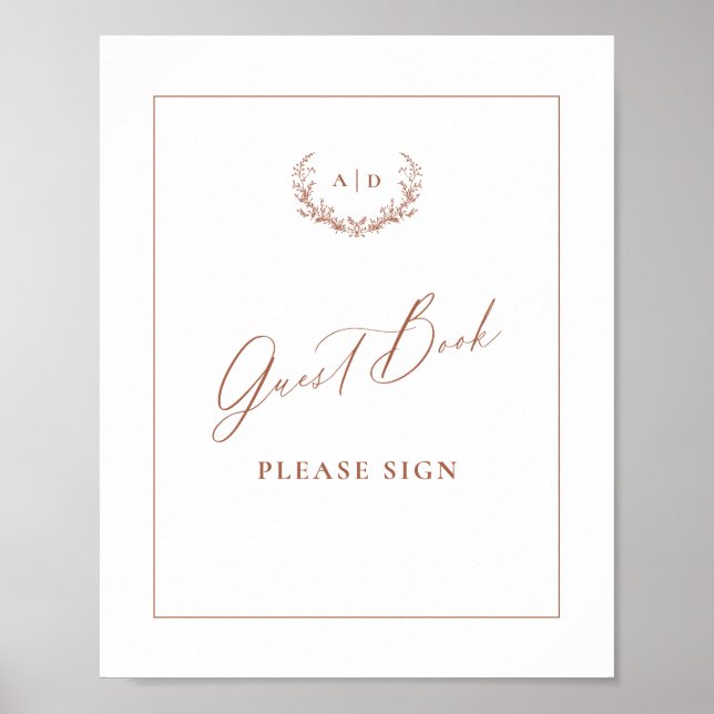 Affiche Terracotta Guest Book Mariage Table Signale Décor (Devant)
