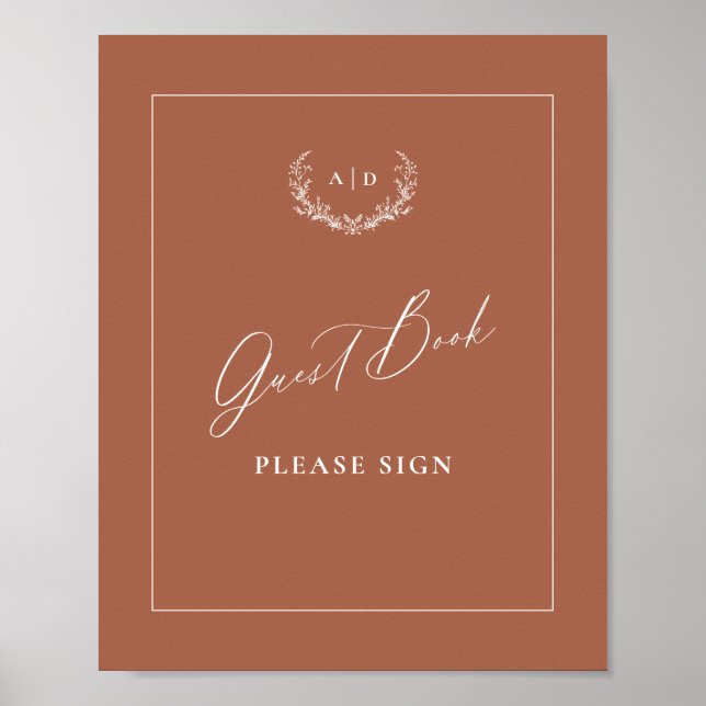 Affiche Terracotta Guest Book Mariage Table Signale Décor (Devant)