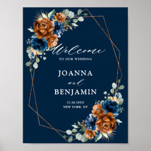 Affiche Terracotta Marine Bleu Vert Mariage Welcome Post