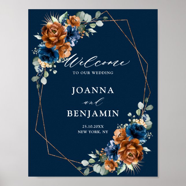 Affiche Terracotta Marine Bleu Vert Mariage Welcome Post (Devant)