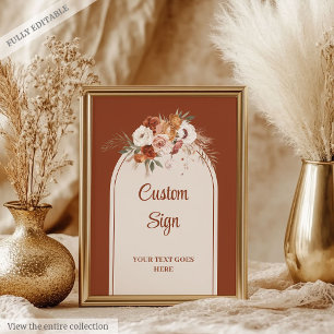 Affiche Terracotta moderne Pampas Sage Boho Floral Custom